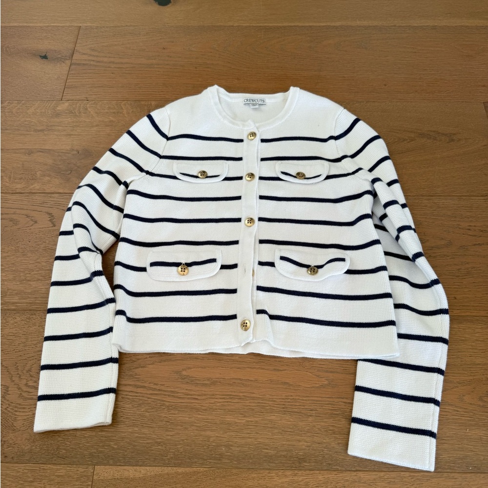Crew cuts White and Navy Striped Cardigan 10